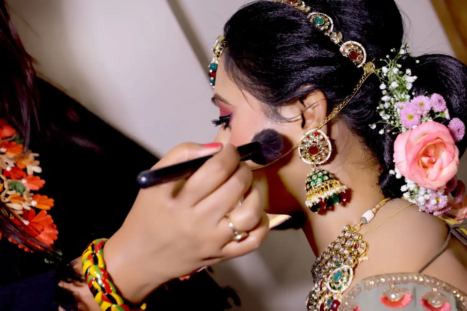 Bridal makeup close-up detail at Looks and Locks